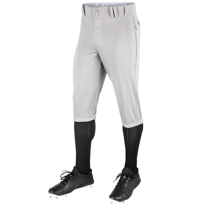 CHAMPRO Triple Crown Knicker Style Baseball Pants in Solid Color with Reinforced Sliding Areas, Gray, X-Small,Grey - Image 1